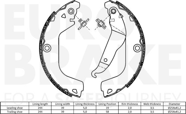 Eurobrake 58492736826 - Комплект гальм, барабанний механізм autocars.com.ua