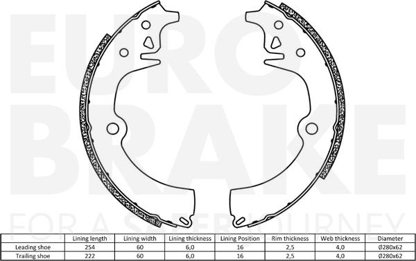 Eurobrake 58492737296 - Комплект гальм, ручник, парковка autocars.com.ua