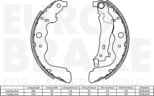 Eurobrake 58492739787 - Комплект тормозных колодок, барабанные autodnr.net