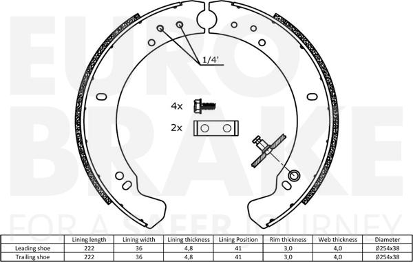 Eurobrake 58492740373 - Комплект тормозных колодок, барабанные autodnr.net