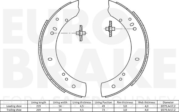 Eurobrake 58492740381 - Комплект гальм, барабанний механізм autocars.com.ua