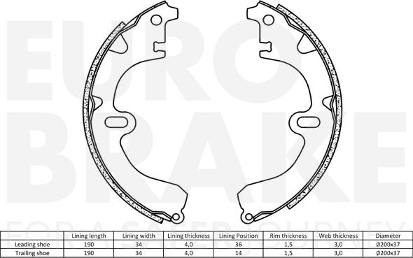 Eurobrake 58492745392 - Комплект гальм, барабанний механізм autocars.com.ua