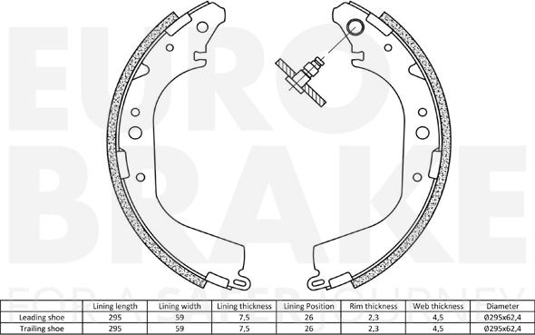 Eurobrake 58492745425 - Комплект гальм, барабанний механізм autocars.com.ua