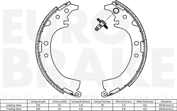 Eurobrake 58492745569 - Комплект тормозных колодок, барабанные autodnr.net