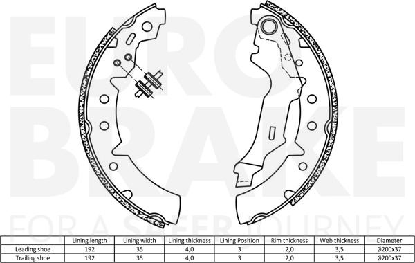 Eurobrake 58492745660 - Комплект гальм, барабанний механізм autocars.com.ua