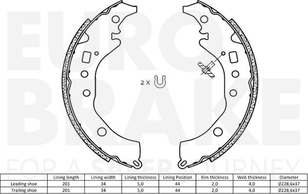 Eurobrake 58492745823 - Комплект гальм, барабанний механізм autocars.com.ua