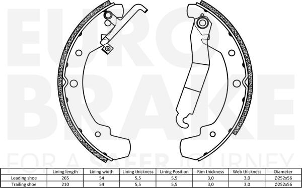 Eurobrake 58492747295 - Комплект гальм, барабанний механізм autocars.com.ua