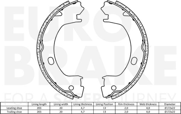 Eurobrake 58492793827 - Комплект гальм, ручник, парковка autocars.com.ua