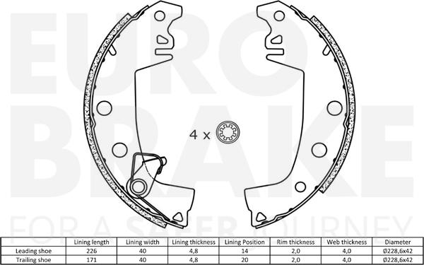 Eurobrake 58492799235 - Комплект гальм, ручник, парковка autocars.com.ua