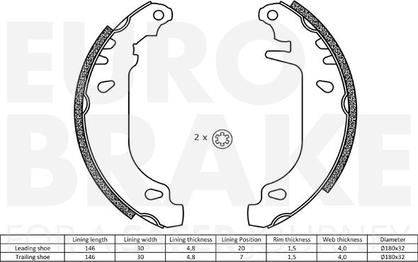 Eurobrake 58492799545 - Комплект тормозных колодок, барабанные autodnr.net