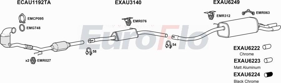 EuroFlo AUA114 1014A00 - Система випуску ОГ autocars.com.ua