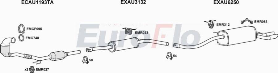 EuroFlo AUA114 1018A00 - Система випуску ОГ autocars.com.ua