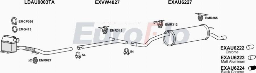 EuroFlo AUA116D 0100LHD - Система випуску ОГ autocars.com.ua