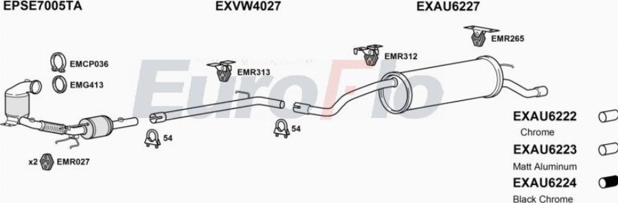 EuroFlo AUA116D 1001D - Система випуску ОГ autocars.com.ua