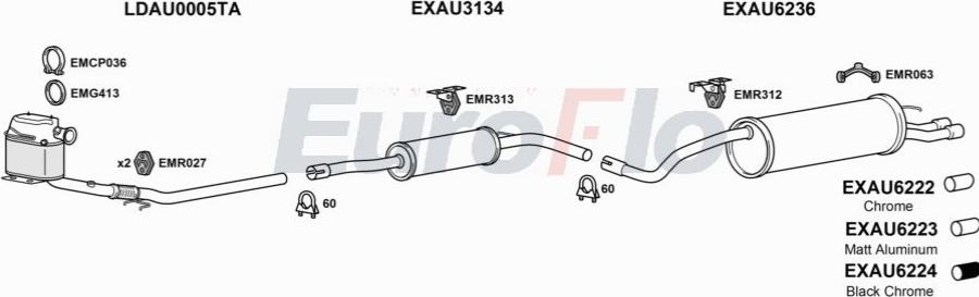 EuroFlo AUA120D 0104LHD - Система випуску ОГ autocars.com.ua