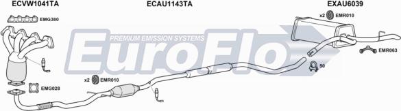 EuroFlo AUA214 1001D - Система випуску ОГ autocars.com.ua