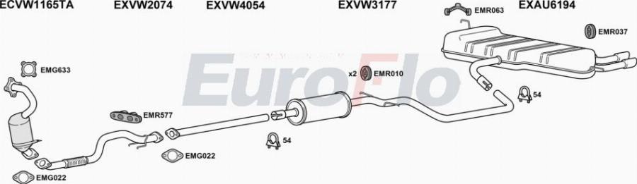 EuroFlo AUA312 5001A00 - Система випуску ОГ autocars.com.ua