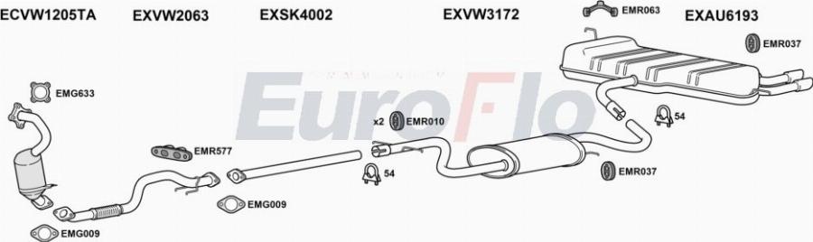 EuroFlo AUA314 1001D - Система випуску ОГ autocars.com.ua