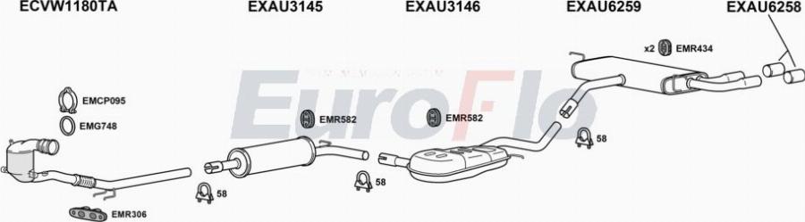 EuroFlo AUA314 1016B - Система випуску ОГ autocars.com.ua