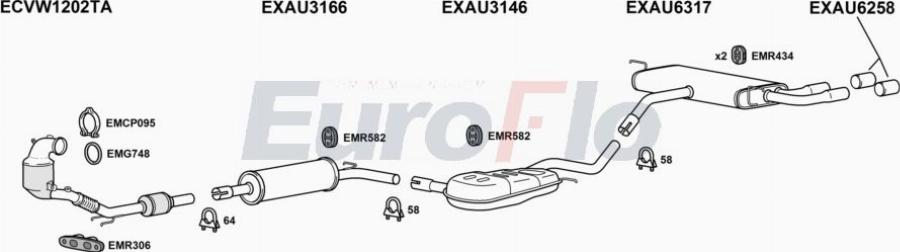 EuroFlo AUA315 1004B - Система випуску ОГ autocars.com.ua