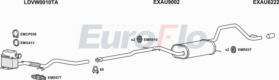 EuroFlo AUA316D 0503LHD - Система випуску ОГ autocars.com.ua