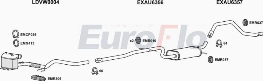 EuroFlo AUA316D 0104LHD - Система випуску ОГ autocars.com.ua
