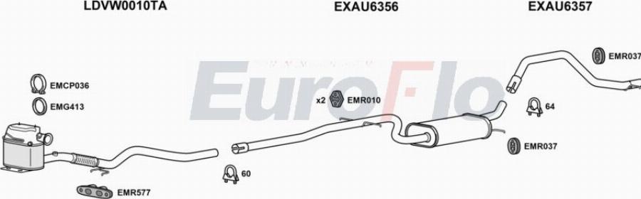 EuroFlo AUA316D 0105LHD - Система випуску ОГ autocars.com.ua