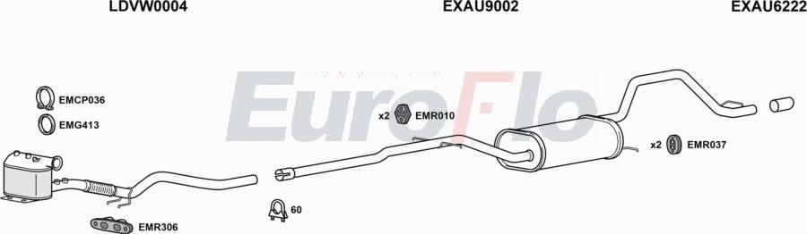 EuroFlo AUA316D 0502LHD - Система випуску ОГ autocars.com.ua