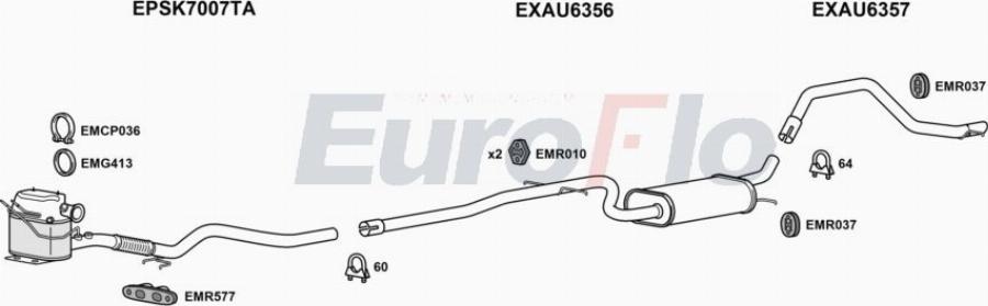 EuroFlo AUA316D 1001D - Система випуску ОГ autocars.com.ua