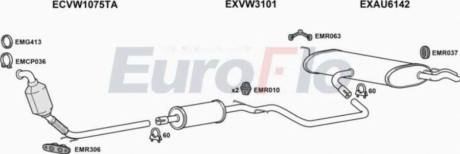 EuroFlo AUA320D 1001A00 - Система випуску ОГ autocars.com.ua