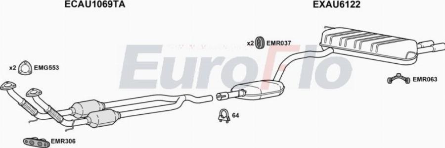 EuroFlo AUA332 1001A00 - Система випуску ОГ autocars.com.ua