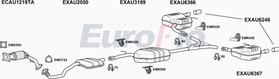 EuroFlo AUA418 3050B - Система випуску ОГ autocars.com.ua
