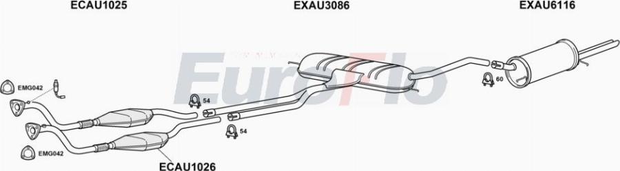 EuroFlo AUA424 2001A00 - Система випуску ОГ autocars.com.ua