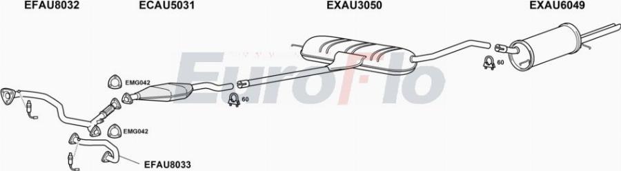 EuroFlo AUA428 3001A00 - Система випуску ОГ autocars.com.ua