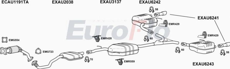 EuroFlo AUA520 5001B - Система випуску ОГ autocars.com.ua
