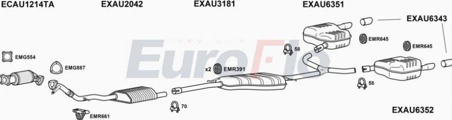 EuroFlo AUA520 1025B - Система випуску ОГ autocars.com.ua