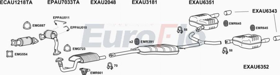 EuroFlo AUA520 1025E - Система випуску ОГ autocars.com.ua