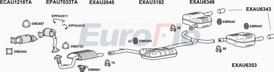 EuroFlo AUA520 4028B - Система випуску ОГ autocars.com.ua