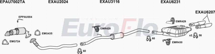 EuroFlo AUA520D 1006A00 - Система випуску ОГ autocars.com.ua