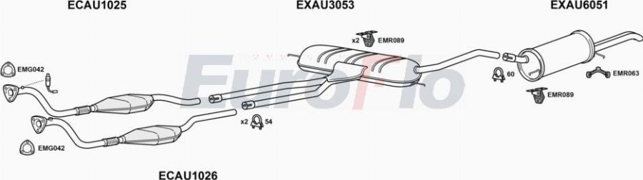 EuroFlo AUA624 2001A00 - Система випуску ОГ autocars.com.ua