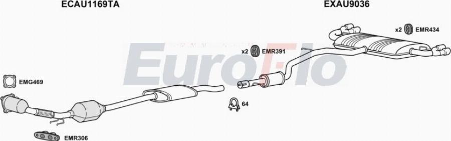 EuroFlo AUTT20 5015B - Система випуску ОГ autocars.com.ua