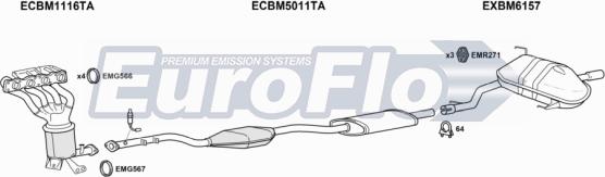 EuroFlo BM11616 1011 - Система випуску ОГ autocars.com.ua