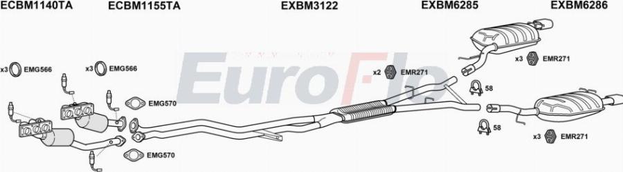 EuroFlo BM63030 5001 - Система випуску ОГ autocars.com.ua