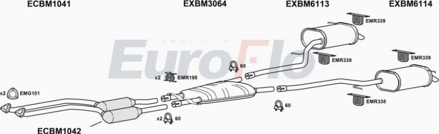 EuroFlo BM72828 2004A00 - Система випуску ОГ autocars.com.ua