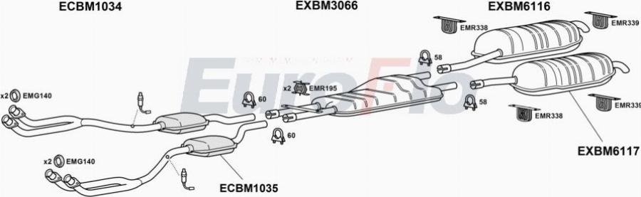 EuroFlo BM74044 2001A00 - Система випуску ОГ autocars.com.ua