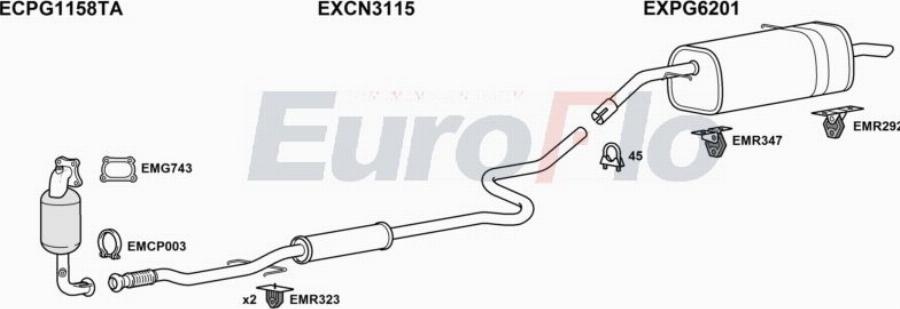 EuroFlo CNC4CA12 1001 - Система випуску ОГ autocars.com.ua