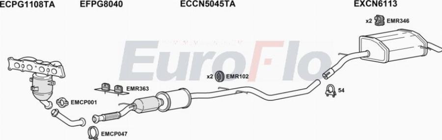 EuroFlo CNC518 3008A00 - Система випуску ОГ autocars.com.ua