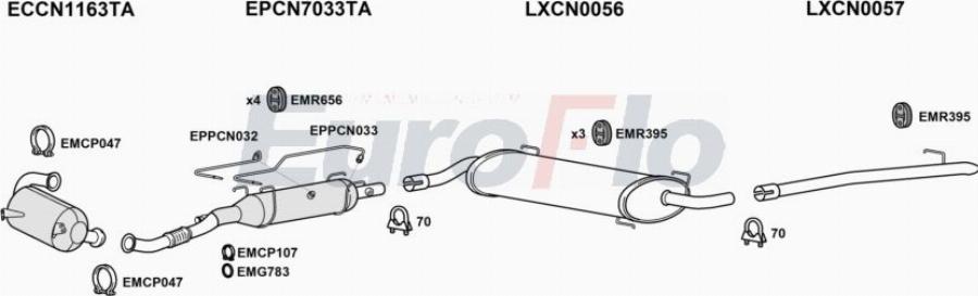 EuroFlo CNREL20D 0712LHD - Система випуску ОГ autocars.com.ua