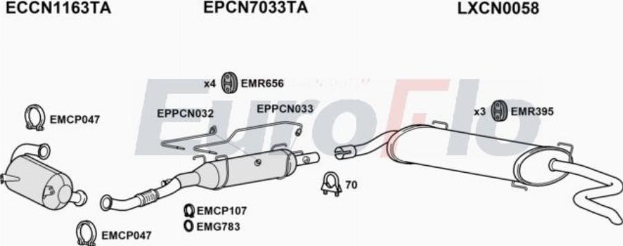 EuroFlo CNREL20D 0906LHD - Система випуску ОГ autocars.com.ua