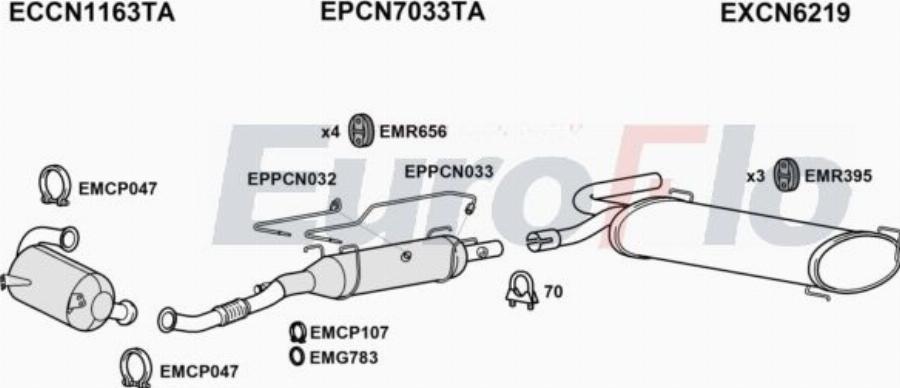 EuroFlo CNREL20D 7009B - Система випуску ОГ autocars.com.ua